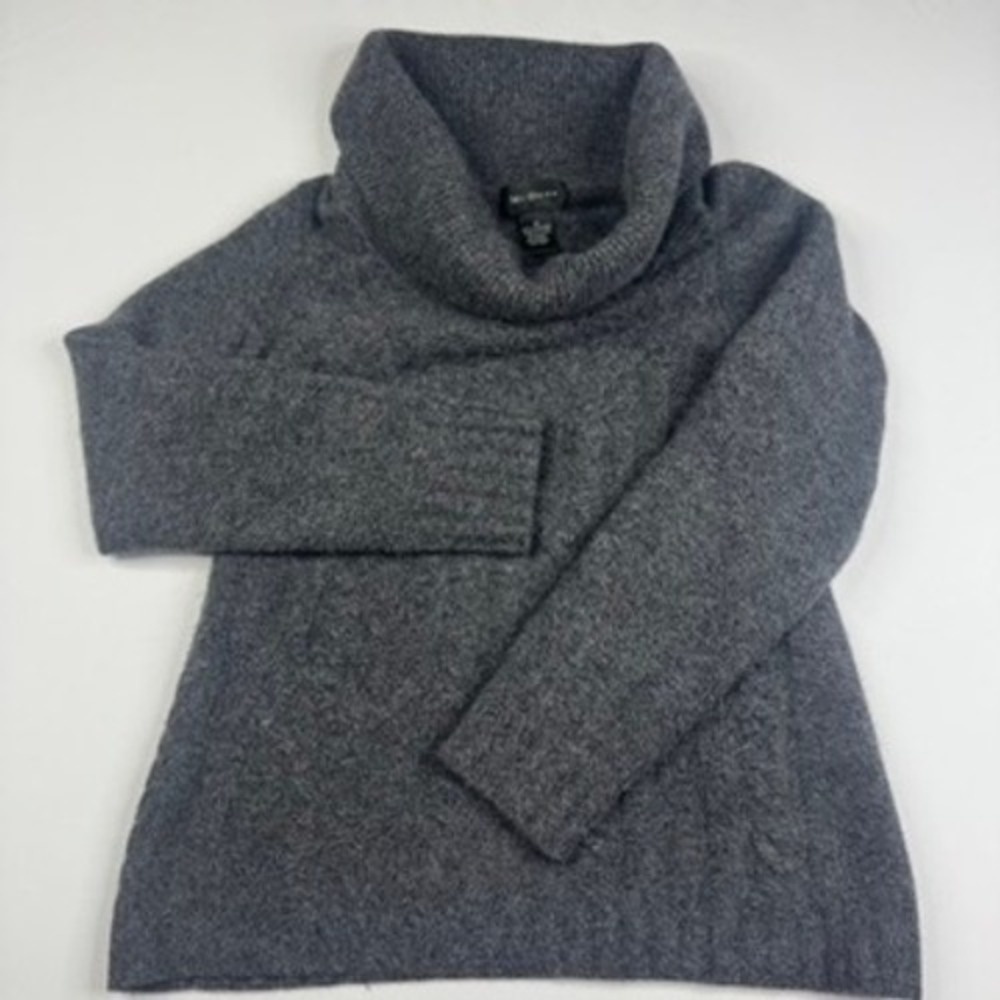 McDuff Women's Gray 100% Cashmere Cowl Neck Cable Knit Sweater Size Medium - Picture 3 of 6